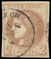EMISSION DE BORDEAUX - 40A   2c. Chocolat Clair, R I, Obl. Càd T16, TTB. C - 1870 Emissione Di Bordeaux