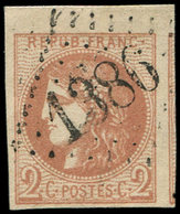 EMISSION DE BORDEAUX - 40B   2c. Brun-rouge, R II, Voisin à Droite Et Petit Bdf, Obl. GC 1386, Superbe - 1870 Emissione Di Bordeaux