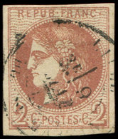 EMISSION DE BORDEAUX - 40B   2c. Brun-rouge, R II, Obl. Càd T17, TB. J - 1870 Emissione Di Bordeaux
