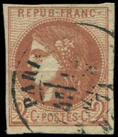 EMISSION DE BORDEAUX - 40B   2c. Brun-rouge, R II, Obl. Càd PARIS 12/3/71, Pli, Aspect TB. J - 1870 Bordeaux Printing