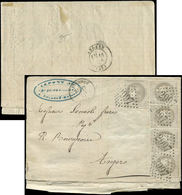 Let EMISSION DE BORDEAUX - 41B   4c. Gris, R II, BANDE De 4 + 1 Ex. Obl. GC 2997 S. LAC, Càd T16 POUANCE 17/7/71, Arr. A - 1870 Bordeaux Printing