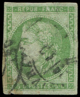 EMISSION DE BORDEAUX - 42A   5c. Vert-jaune, R I, Obl. Càd, Pelurage, Aspect TB, Rare. C - 1870 Ausgabe Bordeaux