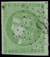 EMISSION DE BORDEAUX - 42B   5c. Vert, R II, Obl. ETOILE 9 De La Rue Montaigne, R Et TB - 1870 Uitgave Van Bordeaux