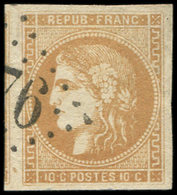 EMISSION DE BORDEAUX - 43A  10c. Bistre, R I, Obl. GC, Voisin à Gauche, Frappe TTB, Superbe - 1870 Emission De Bordeaux