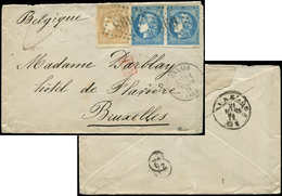 Let EMISSION DE BORDEAUX - 43A  10c. Bistre R I Et N°46B 20c. Bleu T III R II, PAIRE Défse, Obl. GC 698 S. Env., Càd T16 - 1870 Ausgabe Bordeaux