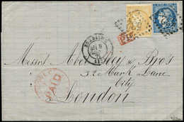 Let EMISSION DE BORDEAUX - 43Bc 10c. CITRON, R II Et N°46Bh Bleu Foncé (touché), Obl. GC 532 De Bordeaux 9/3/71 S. LAC,  - 1870 Bordeaux Printing