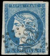 EMISSION DE BORDEAUX - 44Aa 20c. Bleu Foncé, T I, R I, Obl. GC, Superbe - 1870 Bordeaux Printing