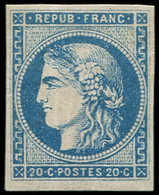 * EMISSION DE BORDEAUX - 45A  20c. Bleu, T II R I, Très Frais Et TB. C - 1870 Bordeaux Printing
