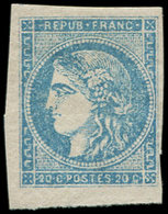 * EMISSION DE BORDEAUX - 45C  20c. Bleu, T II, R III, 3 Très Grandes Marges, Ch. Un Peu Forte, TB. C - 1870 Bordeaux Printing