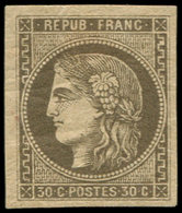 * EMISSION DE BORDEAUX - 47c  30c. Brun-VERDATRE, Infime Point Clair, Aspect TTB, Certif. Scheller - 1870 Bordeaux Printing