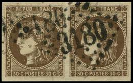 EMISSION DE BORDEAUX - 47   30c. Brun, PAIRE Obl. GC 3180, TB - 1870 Emissione Di Bordeaux