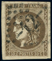 EMISSION DE BORDEAUX - 47d  30c. Brun FONCE, Grandes Marges, Obl. GC 12, TTB. S - 1870 Ausgabe Bordeaux