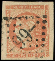 EMISSION DE BORDEAUX - 48f  40c. ROUGE Clair, Obl. GC 99, Marges énormes, Superbe. N° Maury - 1870 Bordeaux Printing