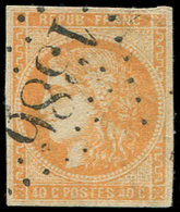 EMISSION DE BORDEAUX - 48l  40c. Jaune-orange, 4 LARGE, Pseudo-retouché, Obl. GC 1386, Pelurage Et Petite Fente, R Et B/ - 1870 Uitgave Van Bordeaux