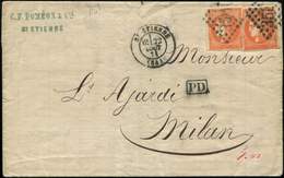 Let EMISSION DE BORDEAUX - 48a  40c. Orange Vif, 2 Ex. (l'un Effl.) Superbe Nuance, Obl. GC 3581 S. LAC, Càd T17 St ETIE - 1870 Bordeaux Printing