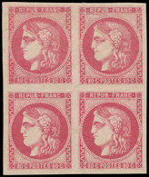 ** EMISSION DE BORDEAUX - 49   80c. Rose, BLOC De 4, La Paire Sup. Est * Mais Grandes Marges Et Grande Fraîcheur, Superb - 1870 Ausgabe Bordeaux