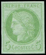 ** CERES DENTELE - 53d   5c. Vert-jaune Sur Azuré, NON DENTELE, Très Frais Et TTB/Superbe - 1871-1875 Cérès