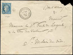 Let CERES DENTELE - 60A  25c. Bleu, T I, Obl. AS.NA Sur Env., Càd VERSAILLES/ASSEMBLEE NATle 15/11/72, TB - 1871-1875 Cérès