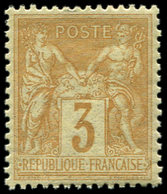 ** TYPE SAGE - 86    3c. Bistre-jaune, Excellent Centrage, TTB - 1876-1878 Sage (Type I)