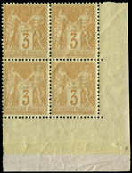** TYPE SAGE - 86    3c. Bistre-jaune, BLOC De 4 Cdf, Très Bon Centrage, Superbe - 1876-1878 Sage (Type I)