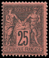 ** TYPE SAGE - 91   25c. Noir Sur Rouge, Très Frais, TB, Certif. JF Brun - 1876-1878 Sage (Tipo I)
