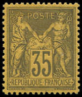 ** TYPE SAGE - 93   35c. Violet Noir Sur Jaune, Centrage Parfait, Frais Et Superbe. J - 1876-1878 Sage (Tipo I)