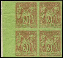 ** TYPE SAGE - 96b  20c. Brique Sur Vert, NON DENTELE, BLOC De 4 Bdf, TB. Br - 1876-1878 Sage (Type I)