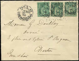 Let TYPE SAGE SUR LETTRES - N°75 5c. Vert, 3 Nuances Obl. Bard Haussmann 30/12/96 S. Env., TB - 1877-1920: Semi Modern Period