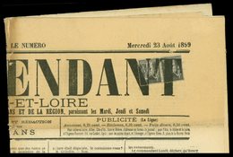 Let TYPE SAGE SUR LETTRES - N°83 1c. Noir Sur Azuré, PAIRE Obl. TYPO Sur Journal L'INDEPENDANT Du 23/8/99, Période Du 26 - 1877-1920: Semi Modern Period