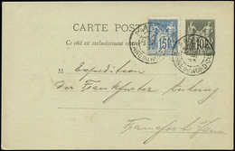 Let TYPE SAGE SUR LETTRES - N°90 Sur CP Entier 10c. Obl. GARE DU NORD-OUEST 21/4/83 Sur CP Pour L'ALLEMAGNE, Tarif Des L - 1877-1920: Semi Modern Period