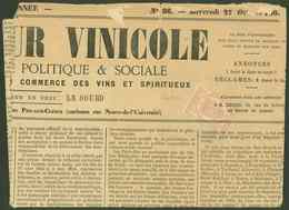 Let JOURNAUX -  9 : 2c. Rose, Obl. TYPO Sur LE MONITEUR VINICOLE Du 27/10/69, TB - Newspapers