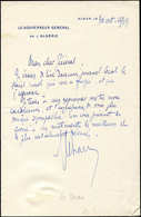 Let LETTRES SANS TIMBRE ET DOCUMENTS DIVERS - Lettre Autographe De Le Beau à Entête Du Gouverneur Général De L'Algérie,  - Other & Unclassified