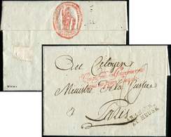 Let MARQUES POSTALES D'ARMEES - MP ARM.SAMB./ET MEUSE Sur LAC De Mayence 1798, MP De Franchise Rouge "Le Commissaire Au  - Army Postmarks (before 1900)