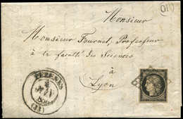 Let OBLITERATIONS PAR DEPARTEMENTS - 33/HERAULT N°3 Obl. GRILLE S. LAC, Càd T13 PEZENAS 4/6/50, Cachet OR Pour Lyon, TB - 1849-1876: Classic Period