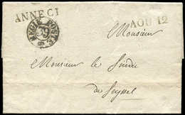 Let DUCHE DE SAVOIE - Cachet REGIE POSTE 39 S. LAC Du 11/8/1823 De L'Evêque D'Annecy, MP ANNECI Et AOU 12, TB - 1849-1876: Classic Period