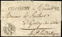 Let DUCHE DE SAVOIE - Cachet REGIE POSTE 13 Sur LAC De L'Evêque De Chambéry Du 14/12/1820, MP CHAMBERY Et 16 DEC, TB - 1849-1876: Klassik