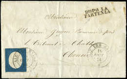 Let DUCHE DE SAVOIE - Oblitérations Sur Timbres Sardes N°8 Obl. Càd AIX LES BAINS 16/10/54 Sur LAC, Cachet DOPO LA PARTE - 1849-1876: Classic Period