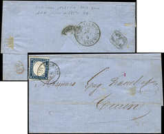 Let DUCHE DE SAVOIE - Oblitérations Sur Timbres Sardes N°12 Obl. Càd Sarde AIX LES BAINS 6/4/59 Sur LSC Pour TURIN, Au V - 1849-1876: Classic Period