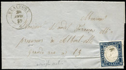 Let DUCHE DE SAVOIE - Oblitérations Sur Timbres Sardes N°12 Pli D'archive, Obl. Càd Sarde BEAUFORT 24/4/59 S. LAC, TB - 1849-1876: Periodo Classico