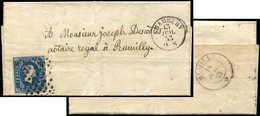 Let DUCHE DE SAVOIE - Oblitérations Sur Timbres Sardes N°2 Obl. GRILLE Sarde S. LAC, Càd Sarde CHAMBERY 13/7/53, Arr. RU - 1849-1876: Periodo Classico