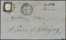 Let DUCHE DE SAVOIE - Oblitérations Sur Timbres Sardes N°12 Obl. Càd Sarde UFF.AMB-LINEA-VITT-EM/(1) 1/1/59 S. LAC, Curs - 1849-1876: Période Classique