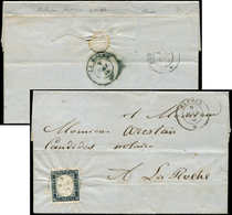 Let DUCHE DE SAVOIE - Oblitérations Sur Timbres Sardes N°12 Filet Touché Et Pli D'archive, Obl. Càd Sarde CLUSES 9/5/58  - 1849-1876: Klassik