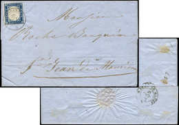 Let DUCHE DE SAVOIE - Oblitérations Sur Timbres Sardes N°12 Obl. Càd Sarde MODANE 20/10/58 Sur LAC, Arr. S. JEAN DE MAUR - 1849-1876: Classic Period