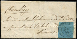 Let DUCHE DE SAVOIE - Oblitérations Sur Timbres Sardes N°5 Obl. Càd Sarde THONON 5/2/54 S. LAC, TTB - 1849-1876: Classic Period