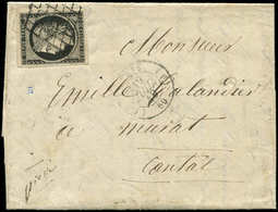 Let LETTRES DE PARIS - N°3a Obl. GRILLE S. LAC, Càd (A) PARIS (A) 19/7/49, TB/TTB - 1849-1876: Classic Period