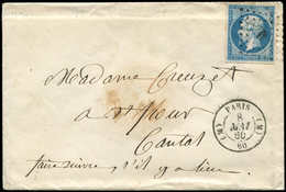 Let LETTRES DE PARIS - N°14A Obl. Los. Romain M S. Env., Càd (M) PARIS (M) 8/5/60, TB, Cote Pothion 240 - 1849-1876: Classic Period