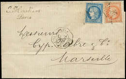 Let LETTRES DE PARIS - N°31 Et 60A Obl. Etoile 1 S. LSC, Càd Octog. De LEX PL. De La BOURSE E1 21/8/72, TB - 1849-1876: Classic Period