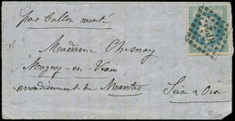 Let BALLONS MONTES - N°29A Obl. Amb. HP2e S. LAC Incomplète Pour MANTES Zone Occupée, Au Verso Càd CAEN A PARIS 1/11/70, - Guerre De 1870