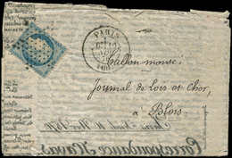 Let BALLONS MONTES - N°37 Obl. ETOILE S. Agence HAVAS, Càd PARIS 10/11/70 Pour BLOIS, TB. LE DAGUERRE - War 1870