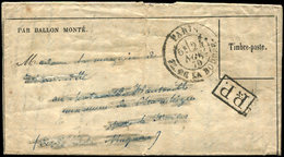 Let BALLONS MONTES - Càd Pl. De La Bourse 24/11/70 S. Gazette N°10, Arr. LE HORPS 11/12, LA VILLE D'ORLEANS, Timbre Déco - Guerra Del 1870